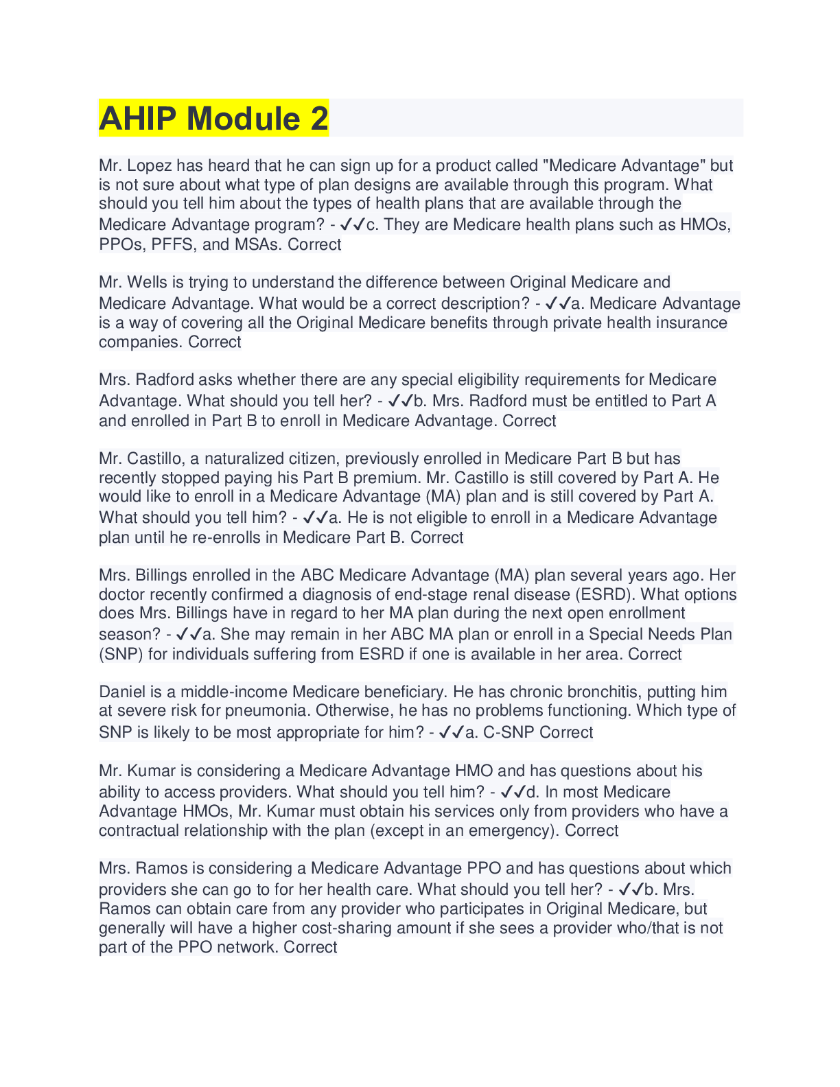 Preview image for AHIP Module 2(questions&answers)